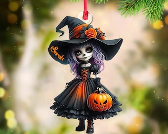 Little Witch Personalized Witch Custom Shaped Ornament, Tree Decor, Creepy Witchy Ornament for Wiccan, Preppy Ornament, Ornament Gift 2025