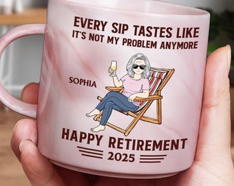 Every Sip Tastes Like It's Not My Problem Anymore Retirement Personalized Marble Mug, Retirement Party Gift, Custom Gifts 2025
