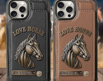 Love Horse - Personalized Horse Wallet Phone Case, Personalized Horse Phone Cover, Custom Horse Phone Cas, Horse Lover Gift, Horse Portrait