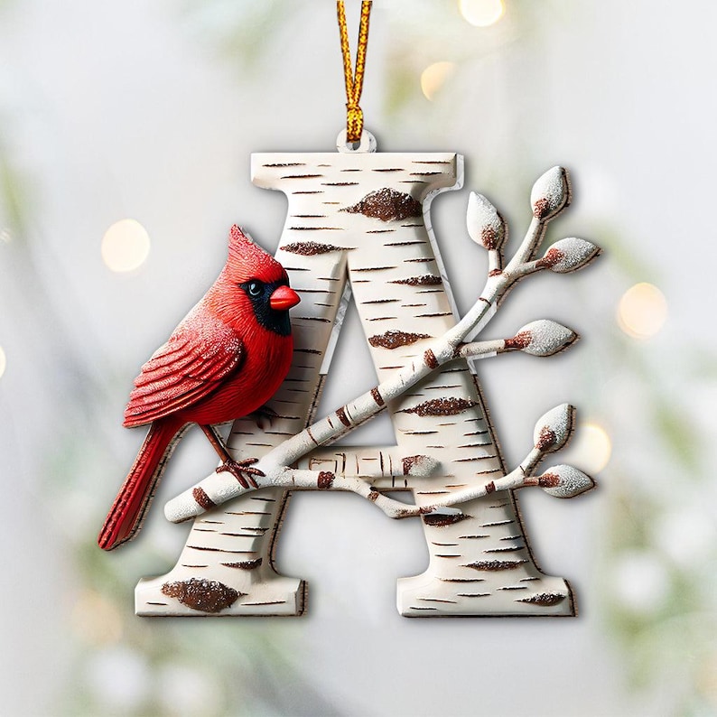 Cardinal Letter R Cardinal Letter Personalized Memorial Ornament, Initial Letter Memorial ...