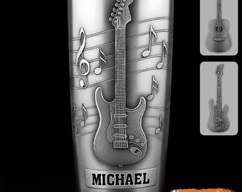 Cool gitarr/bas - Personlig gitarrmugg, gitarrpresent till honom, gitarrspelarepresent, musikalisk tumbler, gitarrälskarpresent, personlig tumbler
