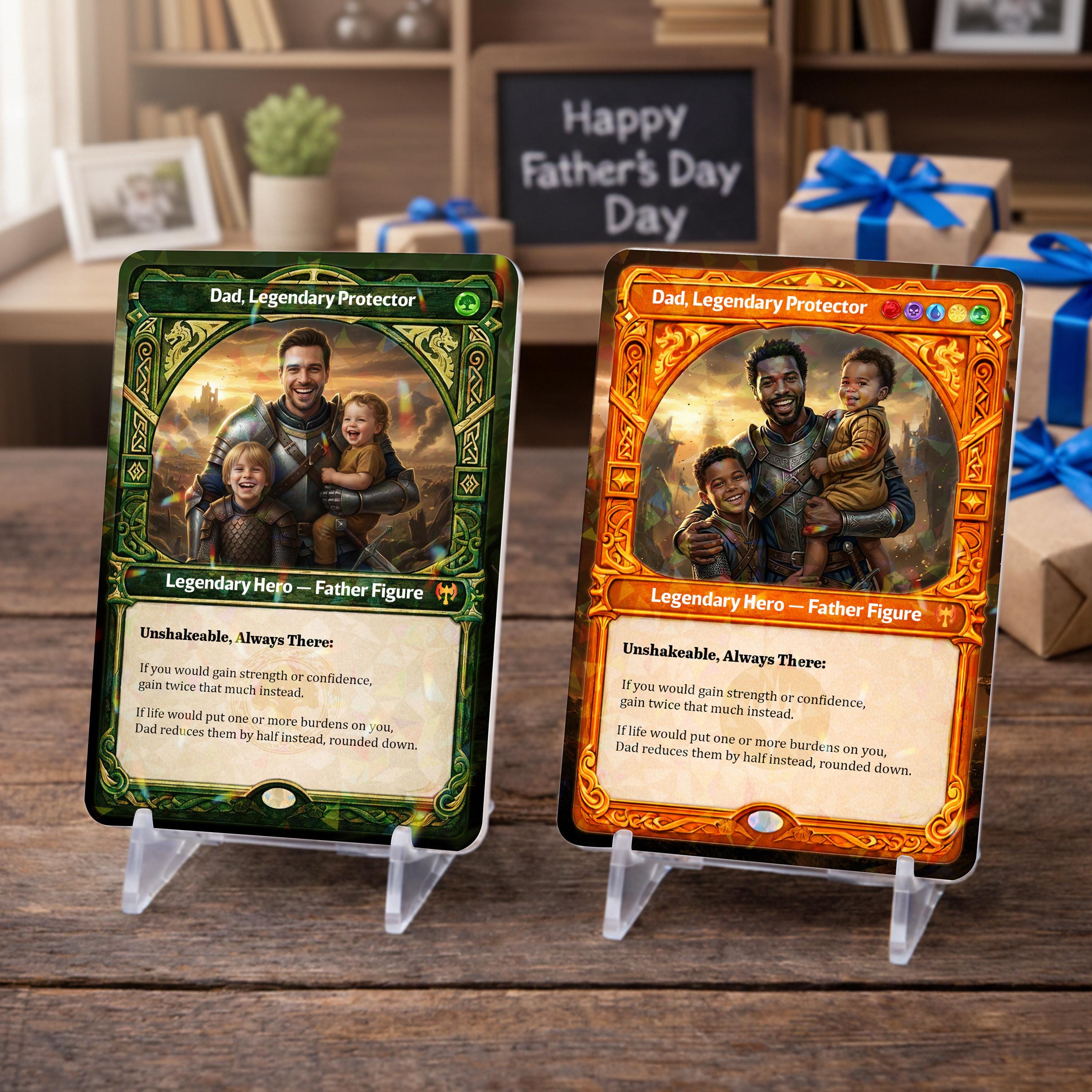 Custom MTG Card, Father Figure Aluminum Metal Card, Father's Day