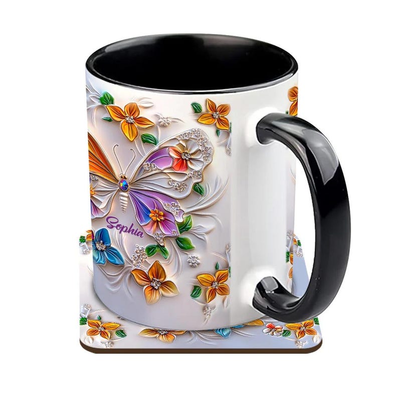 Stunning Butterfly Personalized Butterfly Accent Mug, Butterfly Gift ...