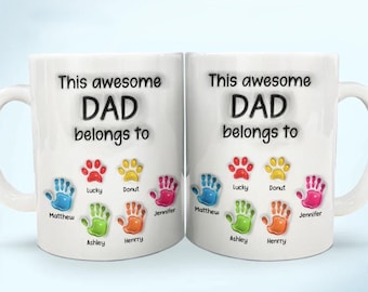 This Awesome Dad Grandpa Belongs To - Gift For Daddy, Father, Grandfather - 3D Inflated Effect Printed Mug, Personalized Father's Day Gift