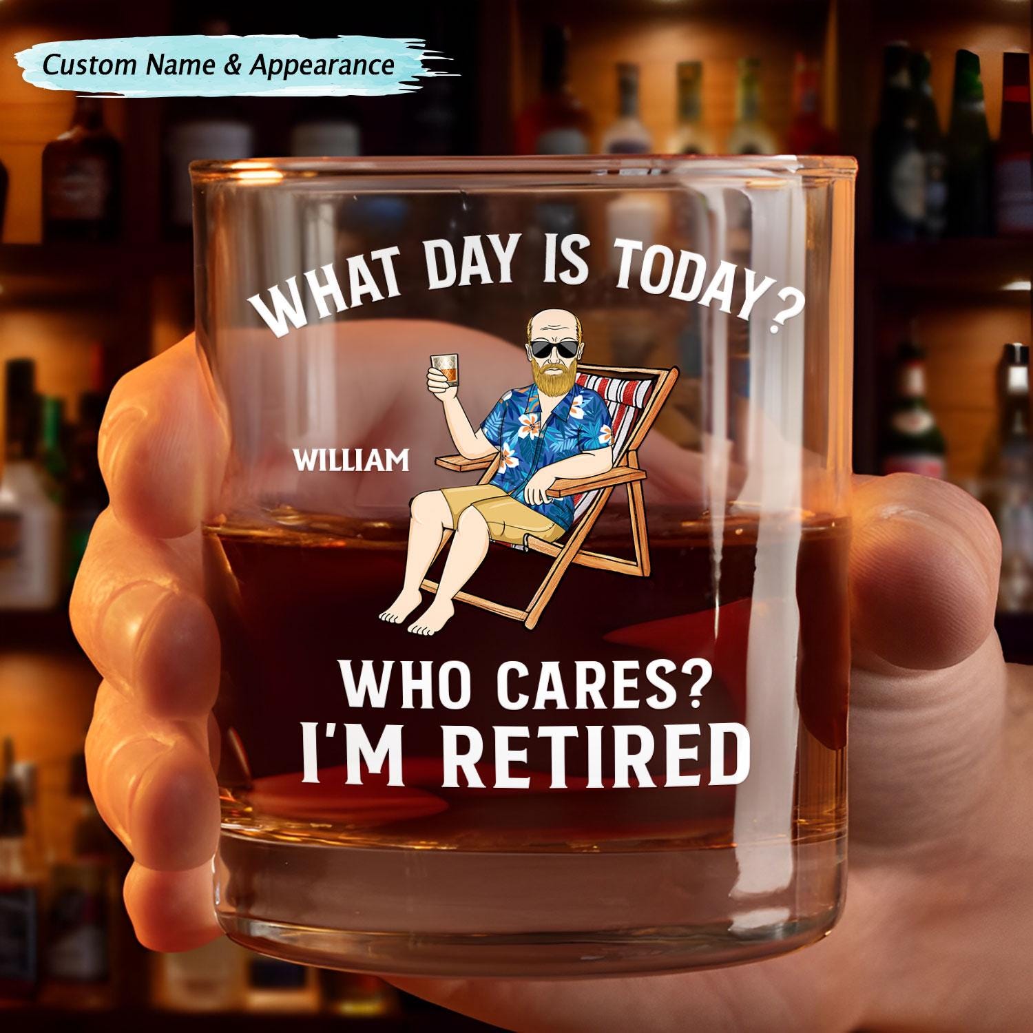 What Day Is Today Who Cares I'm Retired Personalized Whiskey Glass, Retirement Whiskey Glasses, Retirement Cocktail Glass, Custom Gift 2025