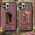 Western Spirit - Personalized Cowgirl Wallet Phone Case, Cowgirl Boots Personalized Leather Wallet Phone Case with Card Slots, Western Style product logo