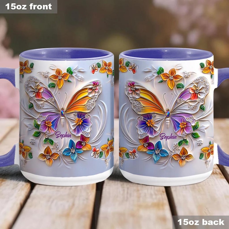 Stunning Butterfly Personalized Butterfly Accent Mug, Butterfly Gift ...