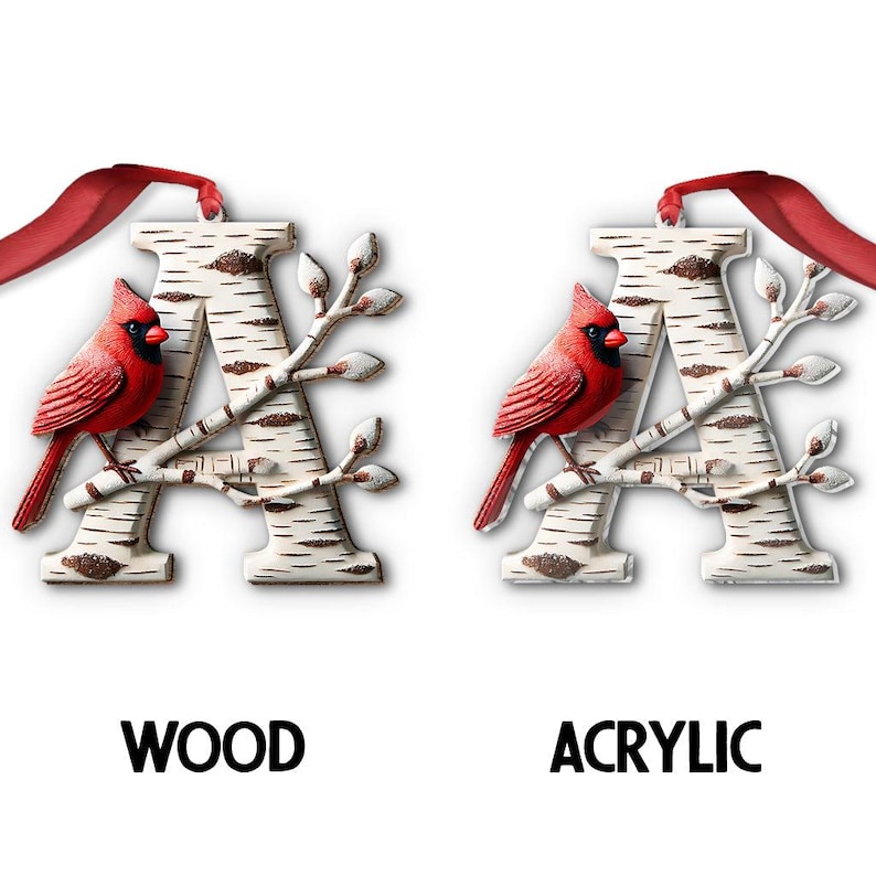Cardinal Letter R Cardinal Letter Personalized Memorial Ornament, Initial Letter Memorial ...