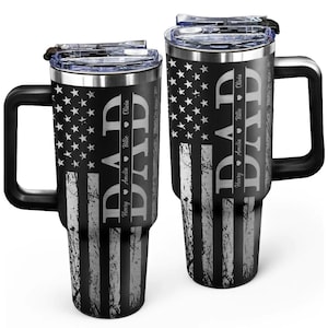 Stars & Stripes Dad Grandpa We Love You - Personalized Engraved 40oz Tumbler, Gift For Grandpa, Dad, Independence Day, 4th of July