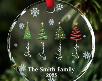 Our Family Love Is Forever - Personalized Custom Glass Ornament, Meaningful Family Christmas Gift, Elegant Holiday Keepsake Decoration