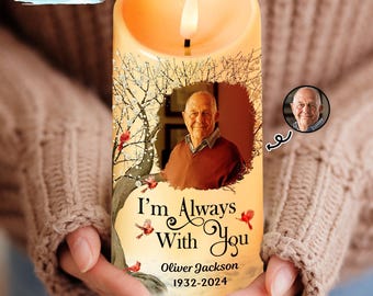 Custom Photo I'm Always With You Personalized Flameless LED Candle, Custom LED Candle, Christmas Gift, Sympathy Gift For Family Members 2025