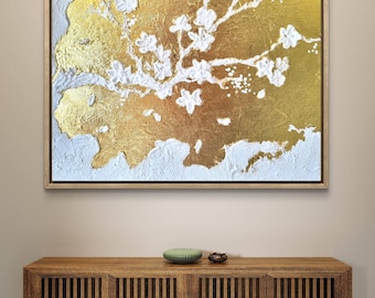 3D金箔の木の絵画：額入り風景壁アート - Etsy 日本