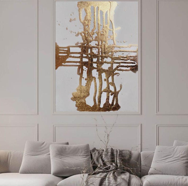Cross Of Lord Gold Leaf Golden Painting On Canvas Original Wall Art cross-of-lord-gold-leaf-golden-painting-on-canvas-original-wall-art