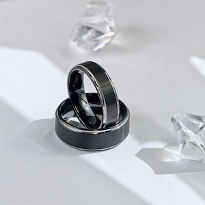 Conjunto de alianças de casamento de tungstênio preto: alianças personalizadas para casais e alianças de compromisso