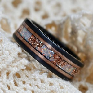 Rose Gold 8mm Tungsten Ring,Personalized ring, Rose gold foil Ring, Tungsten Band, Wedding Band, Band for Him, Engagement Ring, Gift For Men