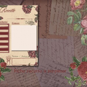 Fiche recette à imprimer PDF – Modèle esthétique vintage – Carte recette vierge à remplir – Printable recipe card – Téléchargement numérique