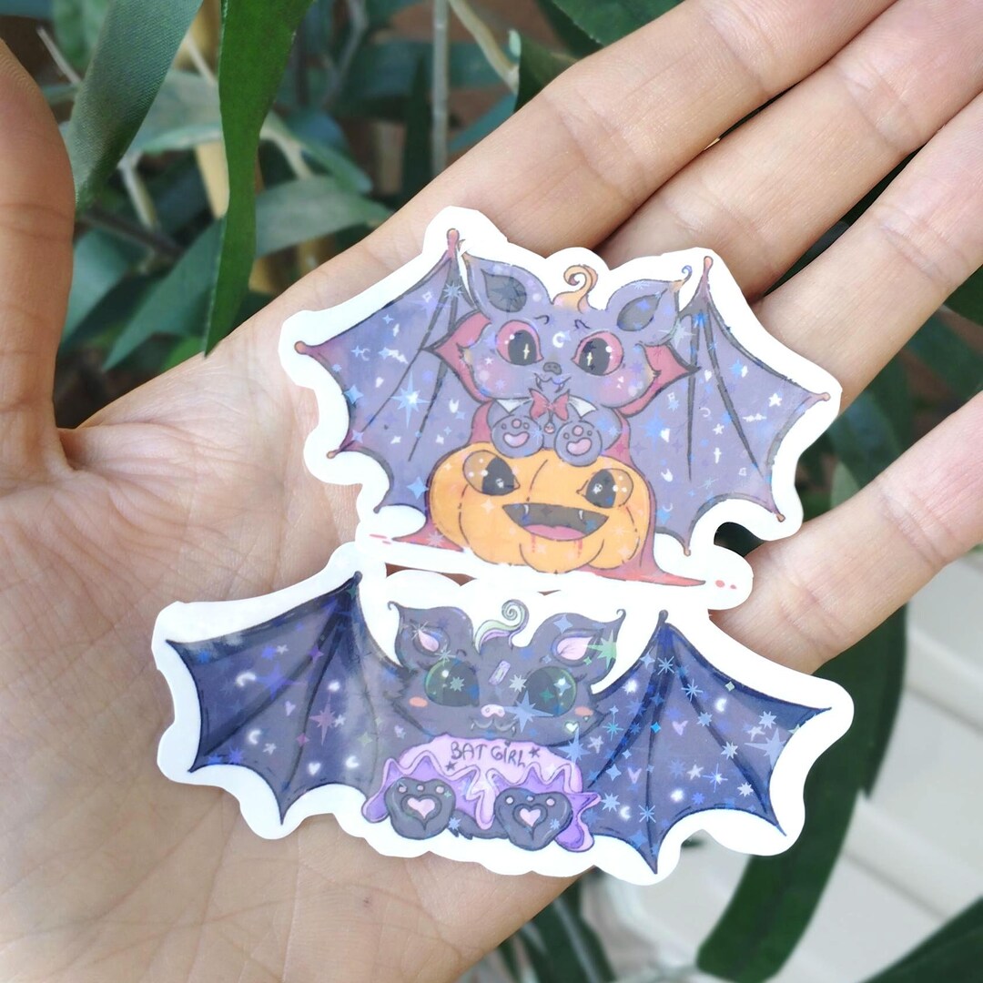 Bat Boy Sticker Bat Boy and Bat Girl Vinyl Stickers Set holographic Vinyl Sticker ...