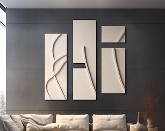 3D Wooden Wall Sculpture: Minimalist Art Decor