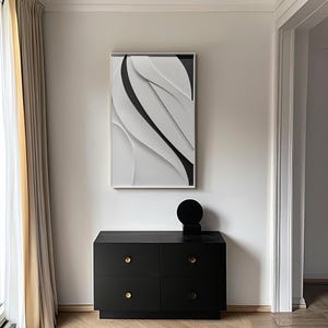 White And Black Wooden sculpture, Large 3D Vision Wall Art, Timeless Design, Wooden Wall Decor, Minimalist art piece, Contemporary wall art