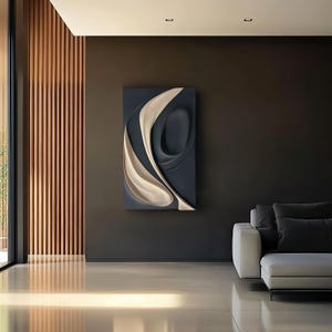 Black And Beige Wooden sculpture, Large 3D Vision Wall Art, Timeless Design, Wooden Wall Decor, Minimalist art piece, abstract art