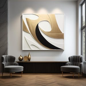 White And Gold Wooden sculpture, Large 3D Vision Wall Art, Timeless Design, Wooden Wall Decor, Minimalist art piece, Contemporary wall art