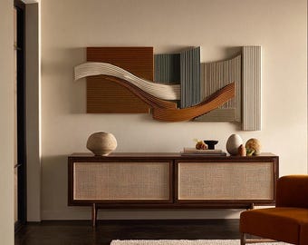 Handmade 3D Wooden Wall Sculpture – Modern Abstract Art