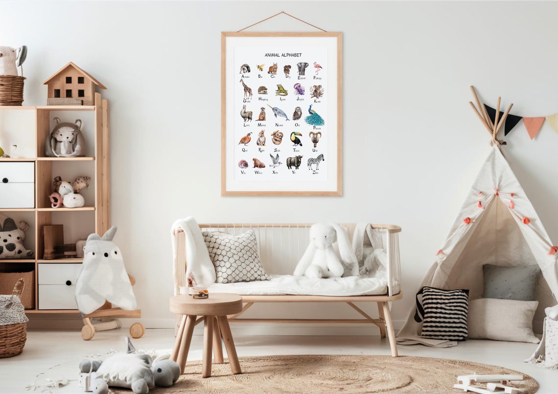 Animal Alphabet Poster: Kids Educational Wall Art (digital Download) - Etsy