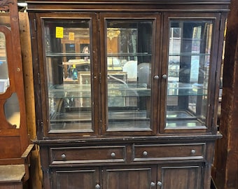 Large Vintage Wood China Cabinet / Display Hutch – 83” x 80”