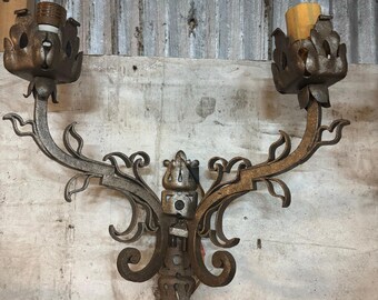 Antique Vintage Cast Iron Double Arm Wall Sconce Each Sold Separately -Shipping Is Not Free-