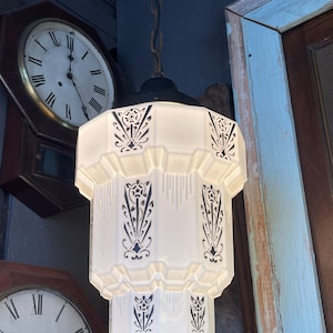 Original Antique 1930s Art Deco Skyscraper Shade Light Fixture