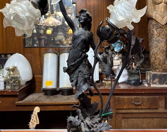 Antique Art Nouveau Figural Lamp