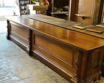 Original Antique 1910s 13&#39; Walnut General Store Counter