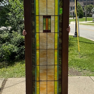 Original Antique 80” x 27” Arts & Crafts Stained Glass Window