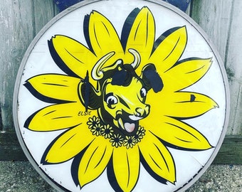 Original Antique Borden’s Milk Elsie The Cow Double Sided Light Up Sign