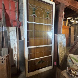 Original Antique 1920s 45” X 105” Stained Glass Window 3 Available