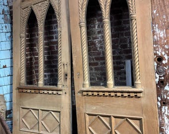 Antique Gothic Revival Church Doors – Pair