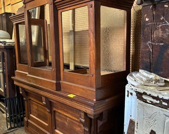 Antique Victorian Walnut Store Counter with top surround