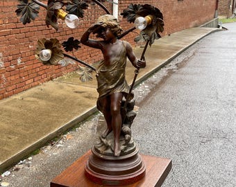 L.&.F. Moreauブロンズ像 PAIR of L. & F. Moreau Collection Francaise Spelter Art Nouveau