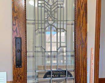 Leaded Glass Oak Exterior Door