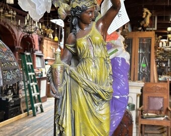 Antique Figural Floral Lamp