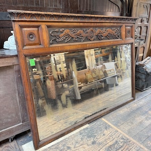 Original Antique Late 1800s Walnut Beveled Mirror