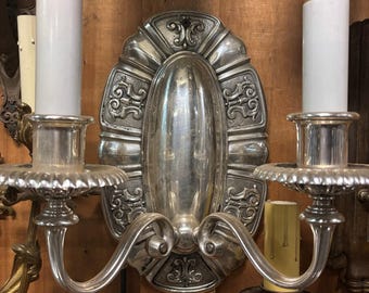 Antique Vintage Silver-Tone Double Arm Wall Sconce Sold Separately Shipping Is Not Free