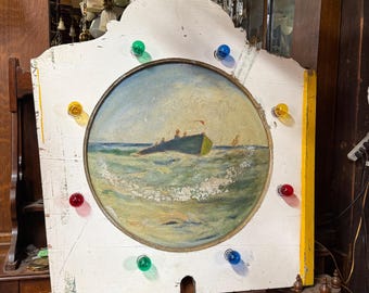 Antique Vintage Hand Painted 1920s Section Of Carousel, Folk Art Light Panel, Shipping Is Not Feee