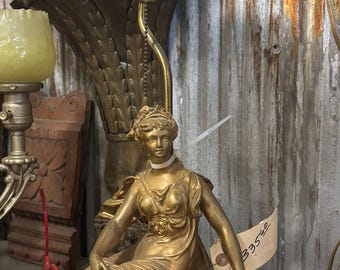 Antique Gilt Bronze Figural Table Lamp Base – Classical Woman Sculpture, Art Nouveau Style Shipping Is Not Free