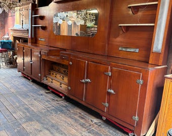 Antique Vintage 16’ Art Deco Mahogany Back Bar Shipping Is Not Free