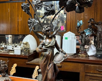 L and F Moreau Figural Art Nouveau Lamp