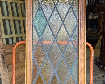Antique Arched Leaded Glass Window – 2 available-sold separately  72.75” x 23”