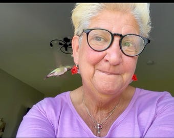 Hummingbird Feeder Earrings, Handcrafted and Unique! HUM-Ear™ by HUM-fi™ Hummingbird Feeders New Flower