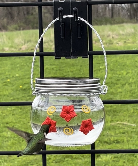Mason jar on sale hummingbird feeder