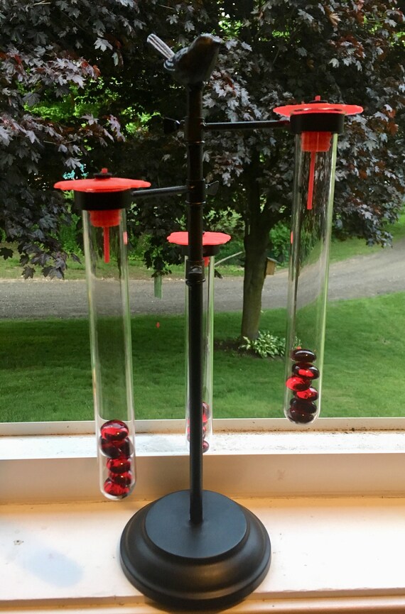 Glass 3 Piece Hand Held Hummingbird Feeder With Modern Art Etsy